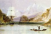 HMS Beagle surveying the coast of South America